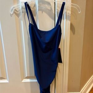 Speedo Peacoat Blue One Piece Swimsuit Crossback Repreve Size 8/34 NEW $49